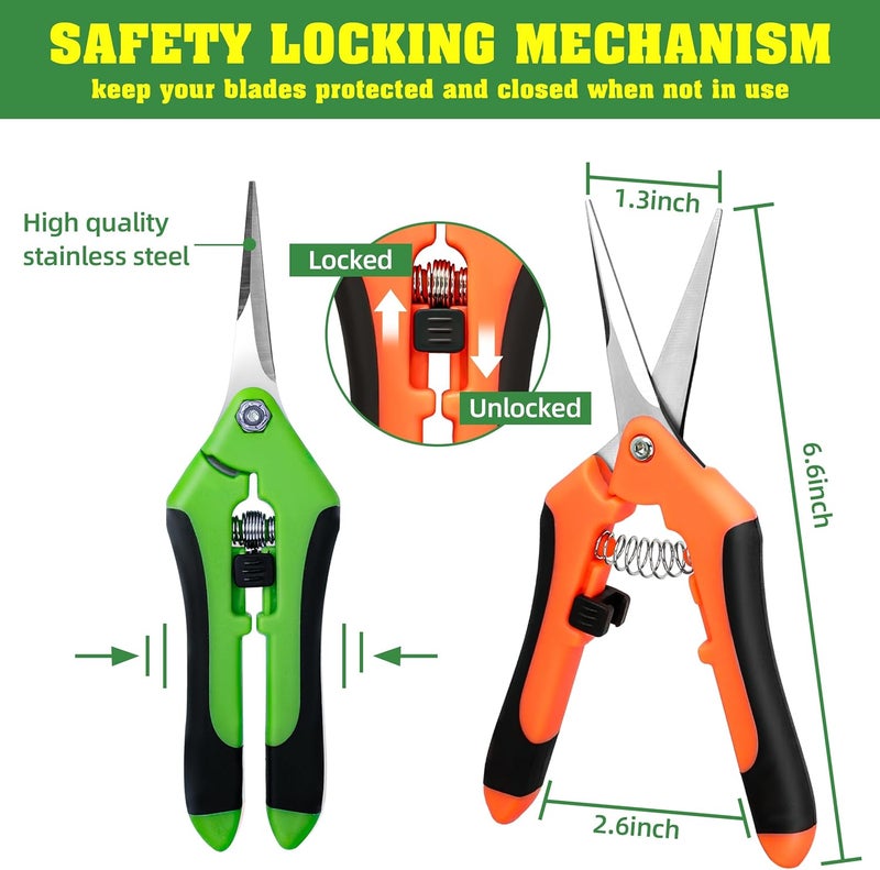 EWPJDK 4 Pack Garden Shears, Stainless Steel Shears Gardening Tools, Scissors, Garden Clippers, Pruning Shears for Gardening Shears & Scissors (Orange Green) - Image 2